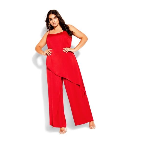 City Chic Sexy Red Wildfire Jumpsuit Sz.M(18) NWT - Picture 1 of 16